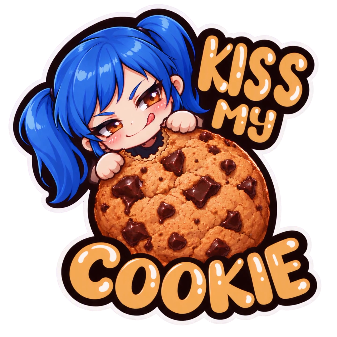 Het speelse Kiss My Cookie chibi-logo