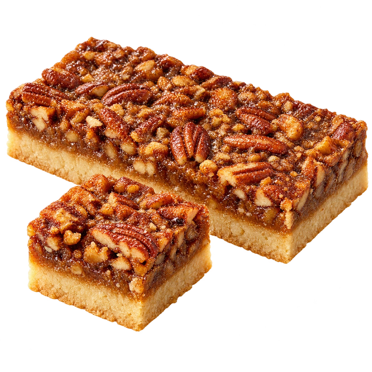 Voorstelling van pecan pie met koekjesbodem en gekaramelliseerde pecannoten